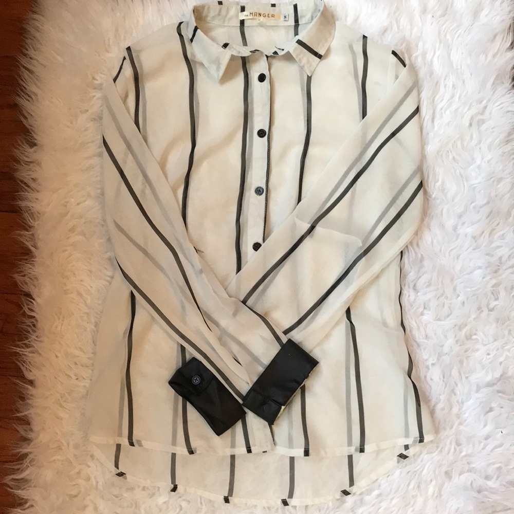 Black and white see through buttons down